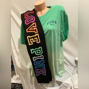 NEW VICTORIAS SECRET PINK CAMPUS TEE SHIRT DIP DYE SUPER SOFT XS-XXL